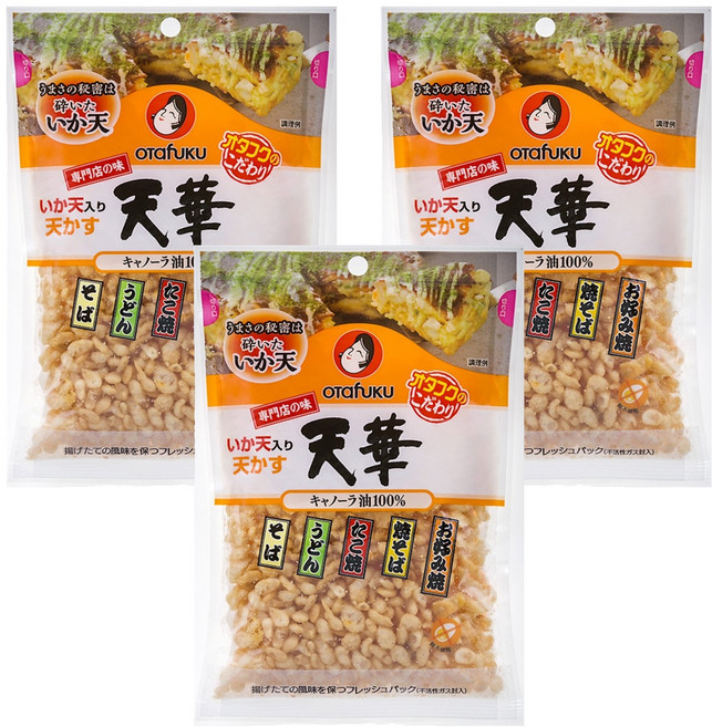 오타후쿠 이카텐 텐까스 오징어맛 우동 후레이크, 3개, 50g