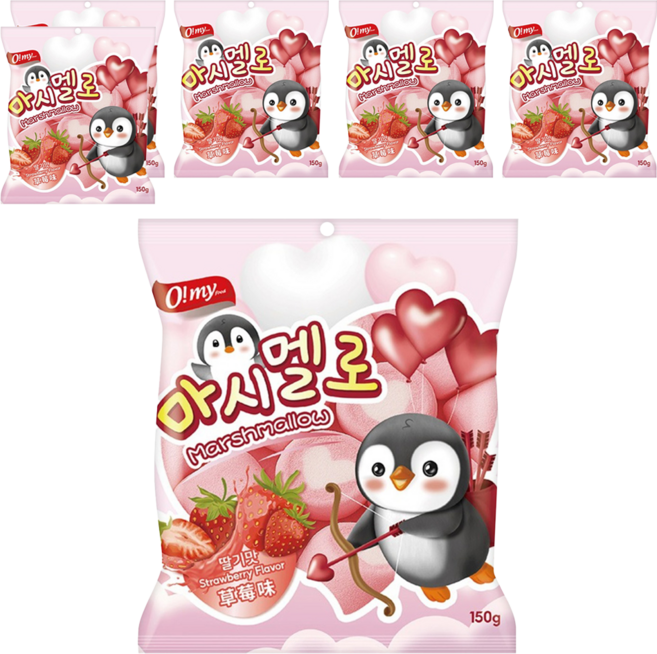 O my food 歐邁福 愛心棉花糖 草莓口味, 150g, 6個