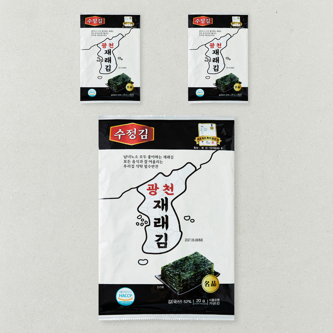 수정김 광천 재래김, 20g, 3개, 1개입
