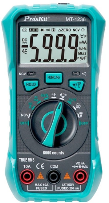 Pro'sKit 寶工 3-5/6自動量程真有效值數位電錶 MT-1236, 1個