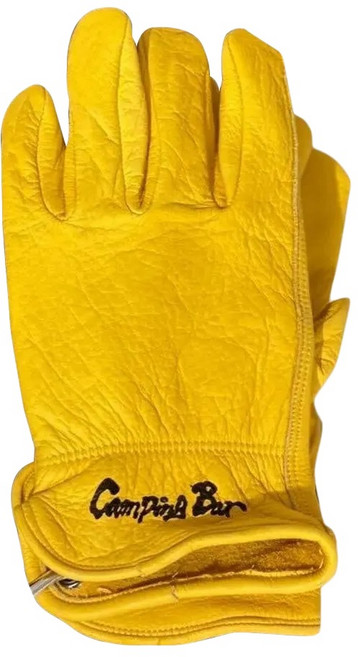 Camping Bar 牛皮真皮工作手套, 黃色, 1雙