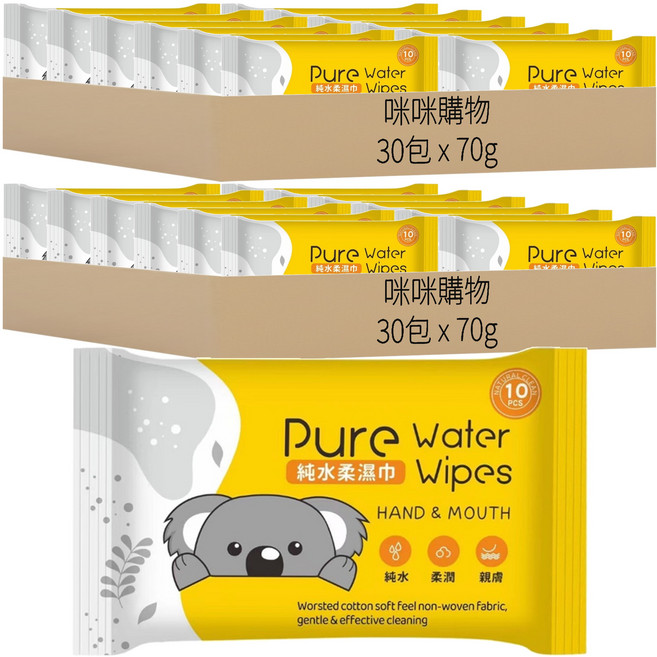 咪咪購物 純水濕紙巾, 1入, 60包