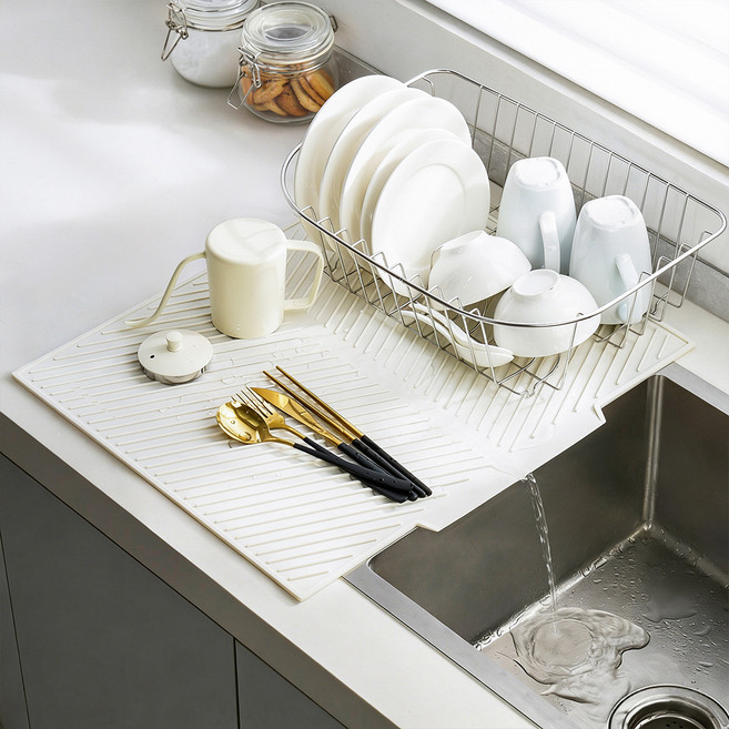 코멧 실리콘 식기건조 매트 중형, 1단, 화이트, 1개