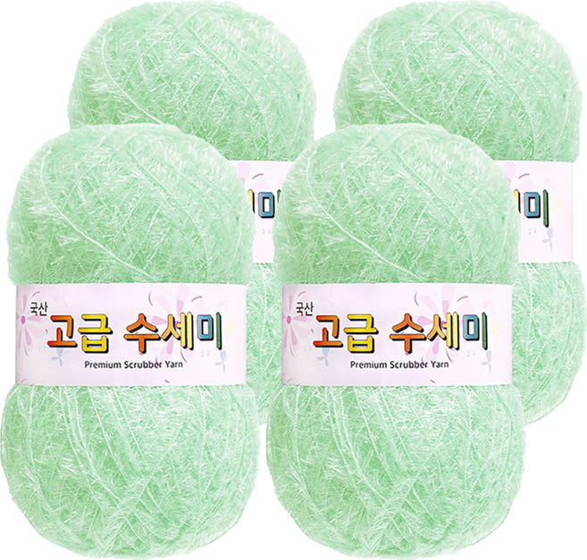 yarna 고급 수세미 뜨개실 80g, 134 베이비민트, 4개