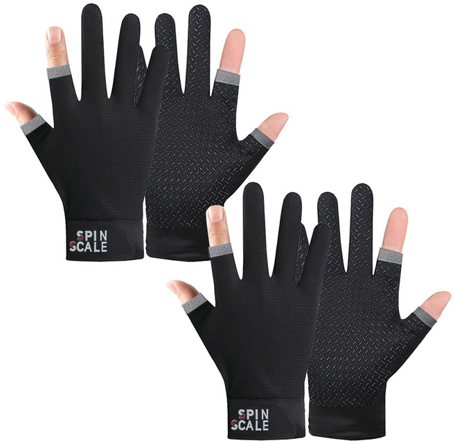 스핀스케일 오토바이 매쉬 라이딩 배달 여름 장갑 양손 2세트, 블랙