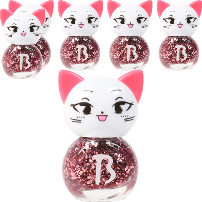 바블리 키즈네일 냥이 스티커형식 어린이매니큐어, 핑크블링핑, 6개