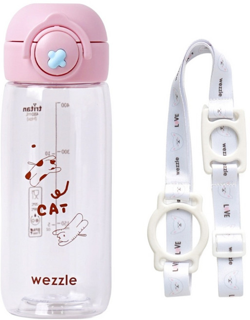 위즐 트라이탄 원터치 물병, 피치핑크, 1개, 480ml