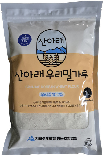 산아래 우리밀가루 백강통밀 강력분, 1kg, 1개