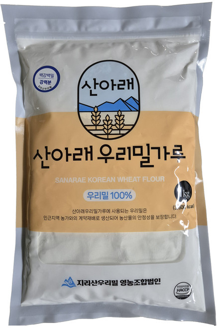 산아래 우리밀가루 백강백밀 강력분, 1kg, 1개