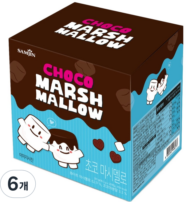 삼진 초코 마시멜로 20p, 210g, 6개