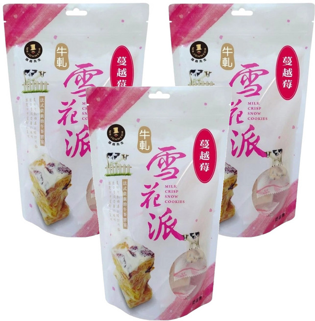 MR.JOHNSON 強森先生 雪花酥蔓越莓牛軋Q餅, 180g, 3袋