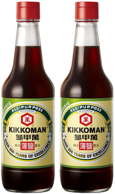 KIKKOMAN 龜甲萬 釀造甘醇薄鹽醬油, 500ml, 2瓶