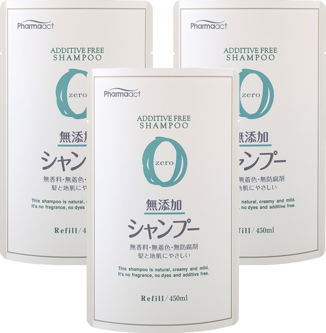 Pharmaact 無添加洗髮精 補充包, 450ml, 3包