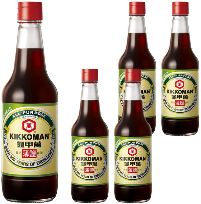 KIKKOMAN 龜甲萬 釀造甘醇薄鹽醬油, 500ml, 5瓶