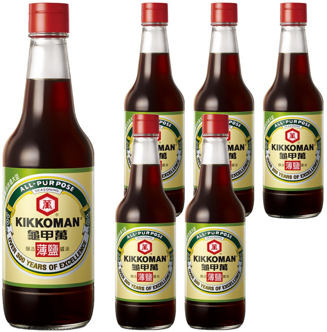 KIKKOMAN 龜甲萬 釀造甘醇薄鹽醬油, 500ml, 6瓶