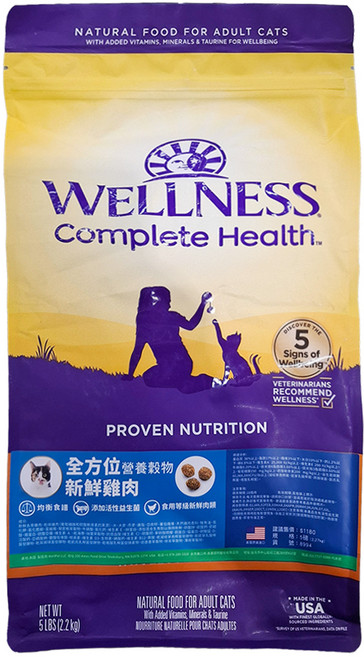 WELLNESS 寵物健康 全方位營養穀物 乾飼料 5lb, 新鮮雞肉, 2.27kg, 1袋