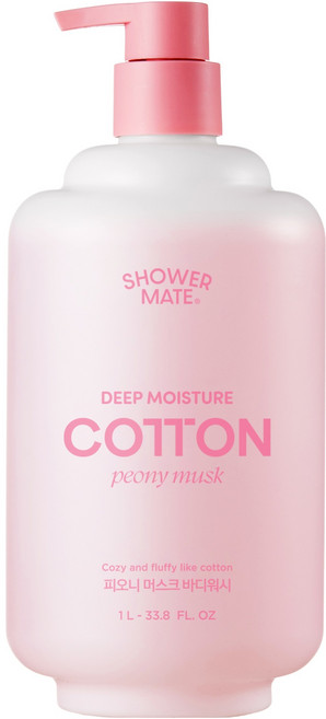 샤워메이트 딥모이스처 코튼 바디워시 피오니머스크향, 1L, 1개