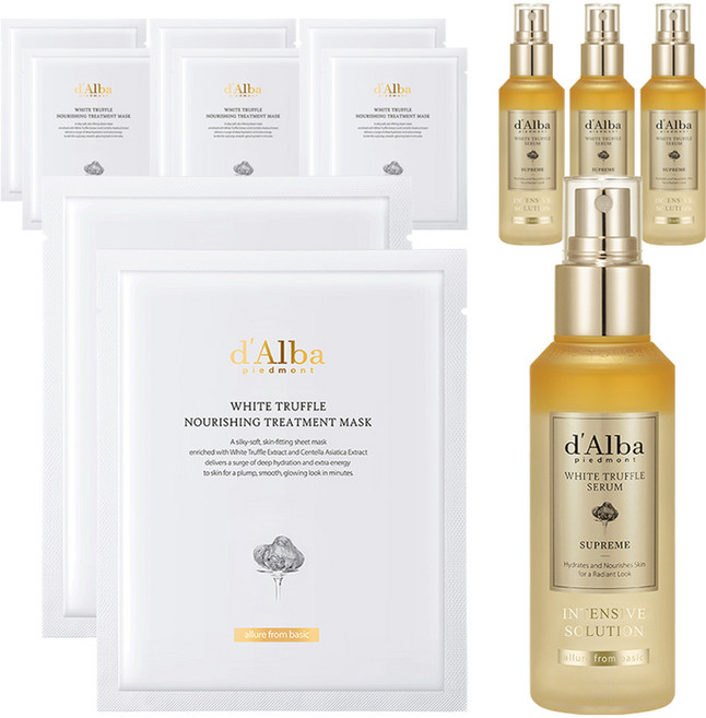 [비건뷰티] 달바 화이트 트러플 수프림 인텐시브 세럼 100ml + 너리싱 마스크 2p, 4개