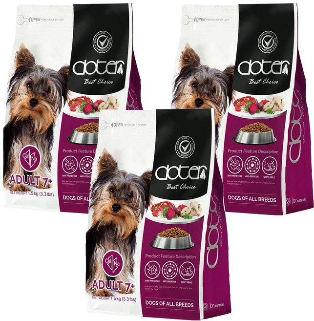 doter 寵愛物語 熟齡犬 熟齡保健犬飼料, 1.5kg, 3袋, 熟齡養生