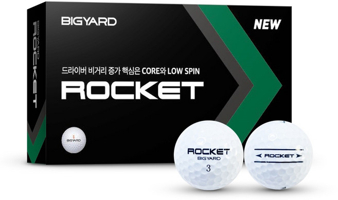 빅야드 ROCKET 골프공 2피스 42.7mm, 화이트, 15개입, 1개