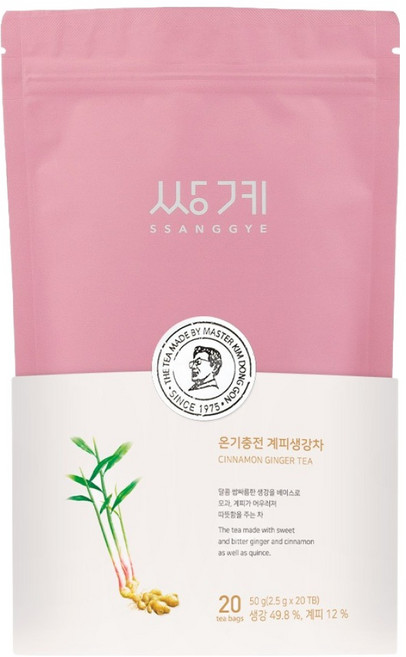 쌍계명차 파우치 온기충전 계피생강차 티백, 2.5g, 20개입, 1개
