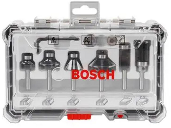 BOSCH 博世 台灣公司貨 直溝修邊刀套裝組 2.607.017.465 6mm, 1組