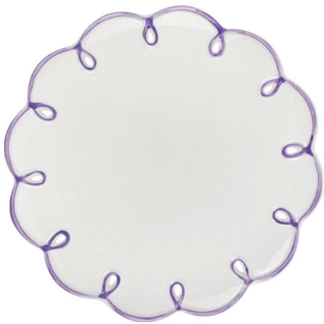 WORTH IT 渥思 復古波浪浮雕甜點盤 18.8cm, 粉紫色, 1個