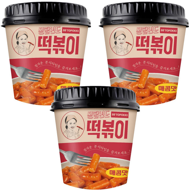 쌍팔년도 컵 떡볶이 매콤맛, 120g, 3개