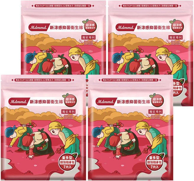 Mdmmd. 明洞國際 超涼感蔓越莓系列 新涼感抑菌衛生棉, 量多護翼型 28cm, 7片, 4包
