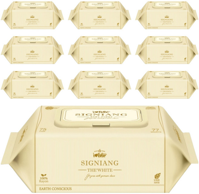 아이러브베베 시그니앙 더화이트 물티슈 캡형, 75g, 77매, 10개