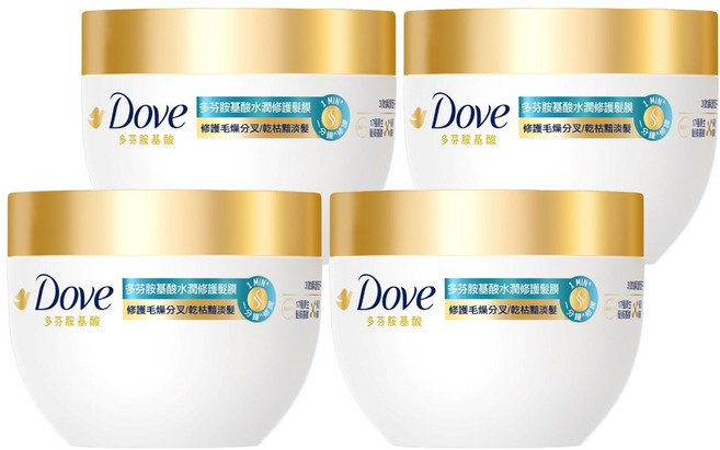 Dove 多芬 胺基酸水潤修護髮膜, 260g, 4罐