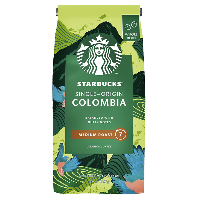 STARBUCKS 星巴克 特選系列 哥倫比亞單品咖啡豆, 咖啡豆(無研磨), 200g, 1包