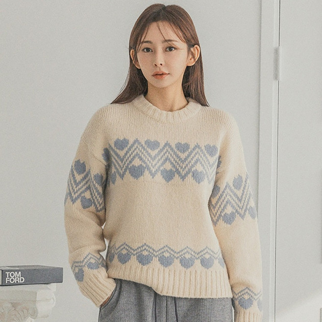 BURU N JUDY 女款愛心北歐風針織衫 ORAPO512A