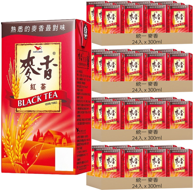 統一 麥香 紅茶, 300ml, 96入