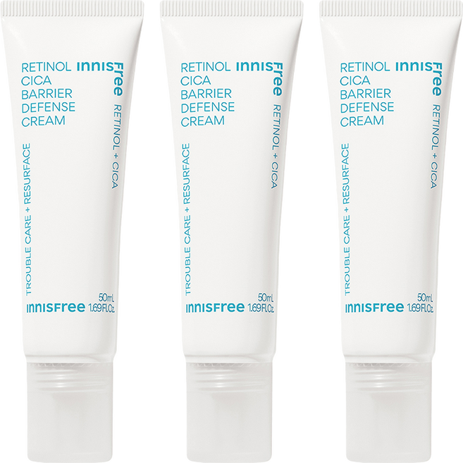 INNISFREE Vegan Beauty視黃醇積雪草痕跡屏障乳霜, 3個, 50ml