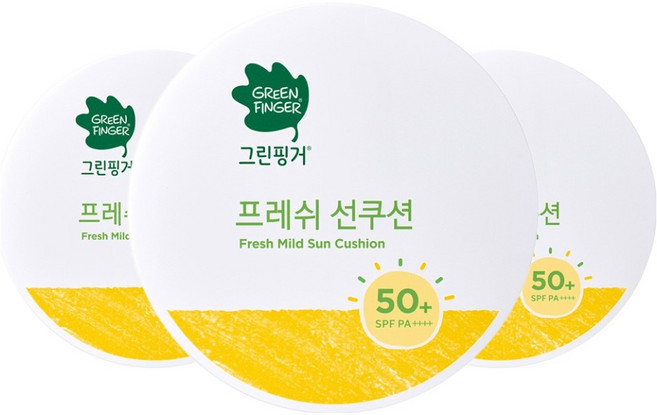 그린핑거 프레쉬 마일드 유아 선쿠션 SPF50+ PA++++, 12g, 3개