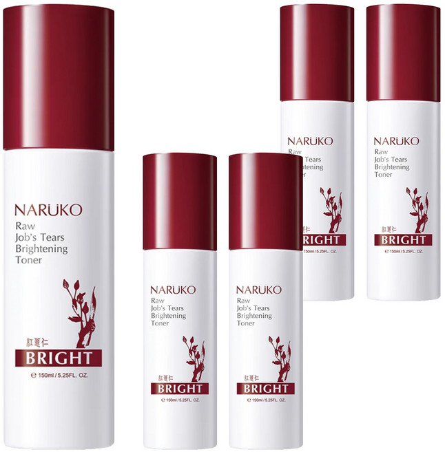 NARUKO 牛爾 台灣公司貨 紅薏仁健康雪白化妝水, 150ml, 5瓶