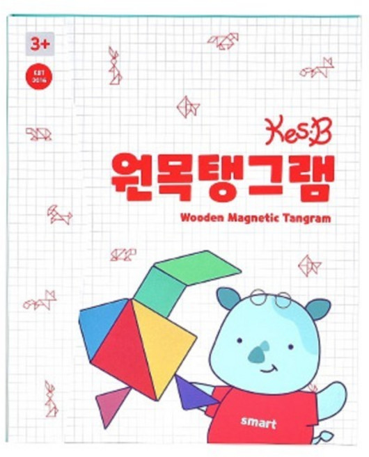 캐스비 튼튼 원목탱그램 도형자석퍼즐세트 랜덤발송, 혼합색상, 2세트