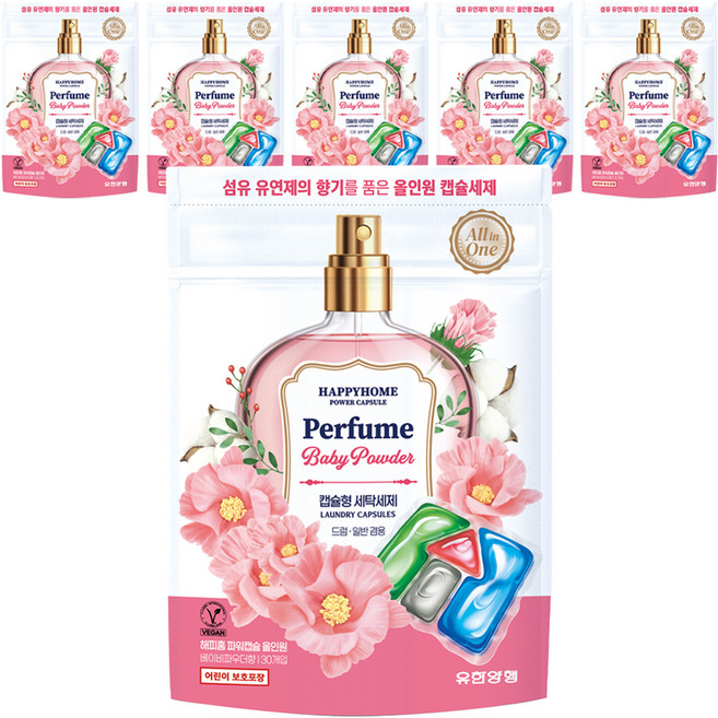 해피홈 퍼퓸 파워캡슐 베이비파우더, 30개입, 6개