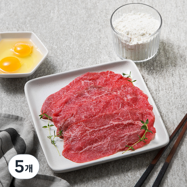 건화한우 1+ 등급 홍두깨 육전용 (냉장), 300g, 5개