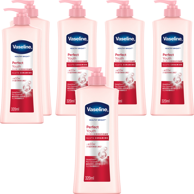 Vaseline 凡士林 十效彈潤煥亮潤膚露, 320ml, 6瓶