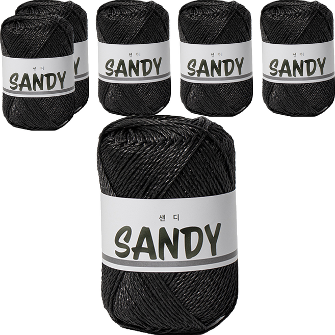 Yarna Sandy 編織線 50g, 7號 黑色, 6個