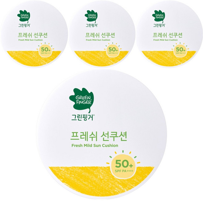 그린핑거 프레쉬 마일드 유아 선쿠션 SPF50+ PA++++, 12g, 4개