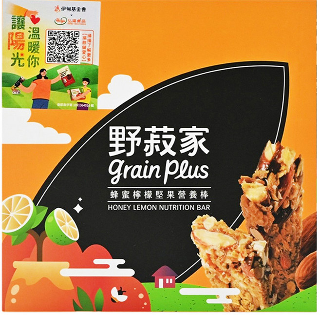 grain plus 野菽家 蜂蜜檸檬堅果營養棒 獨立包裝方便攜帶, 210g, 1盒