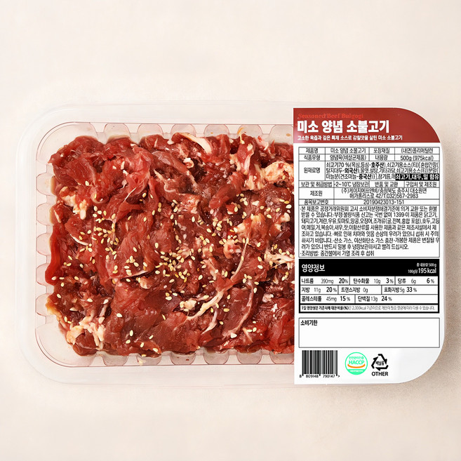 미소 양념 소불고기, 500g, 1개