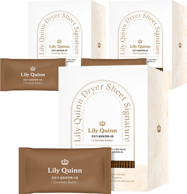 릴리퀸 프리미엄 건조기 섬유유연제 시트 코코블리 본품, 3개, 40개입