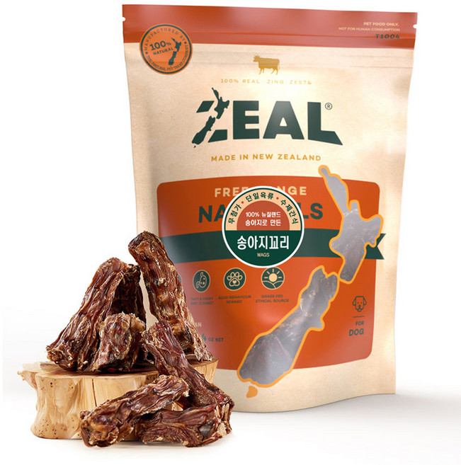 질 강아지 뉴질랜드산 수제간식, 송아지꼬리, 125g, 1개