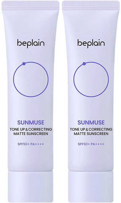 비플레인 선뮤즈 톤업 앤 코렉팅 매트 선크림 SPF50+ PA++++, 50ml, 2개