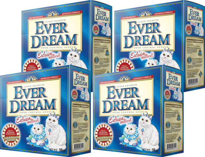 EVER DREAM 速凝結貓砂, 多貓除臭配方, 9kg, 4盒