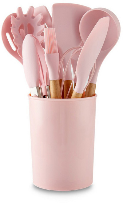 꽁쏘 주방 실리콘 조리도구 12종 세트, 핑크, 1세트